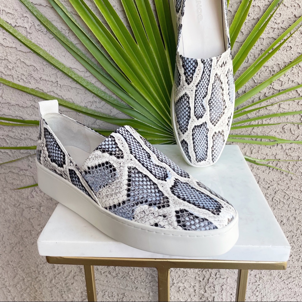 Vince Blue Snakeskin Saxon Platform Sneakers